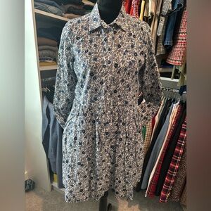 JCrew Factory Floral Blue and White Women's Dress